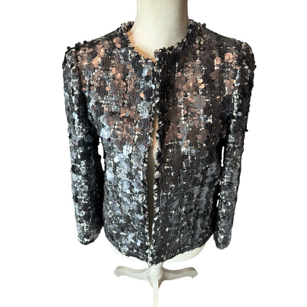 ZARA WOMAN FISH SEQUINS SHINNY JACKET BLAZER BLOGGERS TRINNY SIZE SMALL S NEW